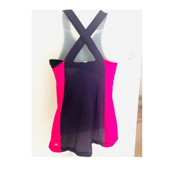 EUC! LULULEMON BRIGHT PINK & NAVY COLOR BLOCK TANK - Picture 2 of 5